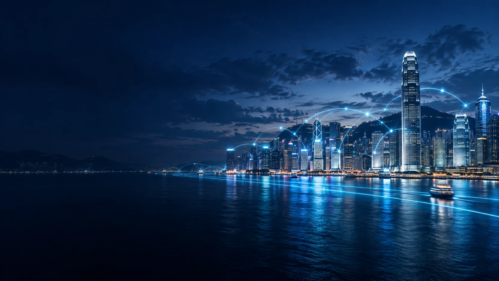 香港城市与数据连接概念影像