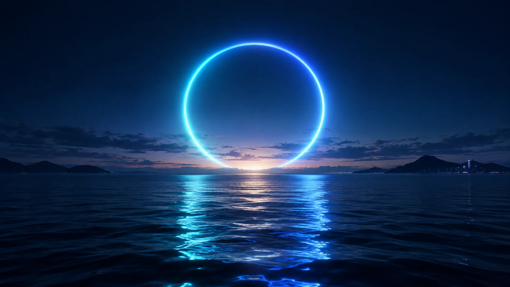 海平线上的光环，象征未来连接